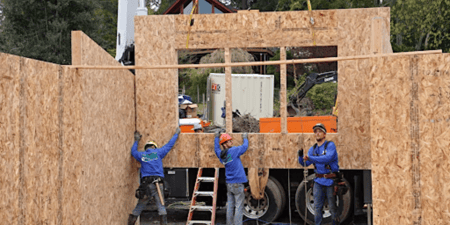Structural Insulated Panels offsite construction benefits include speed of installation with large prefabricated panels