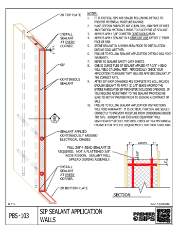 PBS-103 Sealant Wall Application Premier SIPS Construction Detail