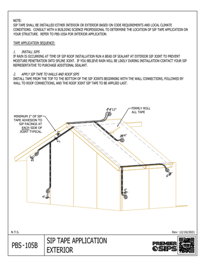 PBS-105B SIP Tape Application Exterior Premier SIPS Construction Detail