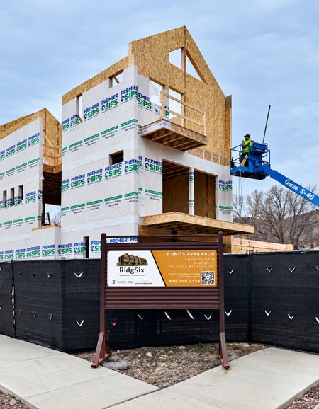 townhouse under construction with structural insulated panels