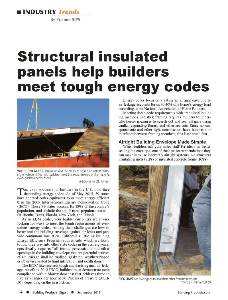 Structural Insulated Panels Help Builders Meet Tough Energy Codes_Building Products Digest Page 1