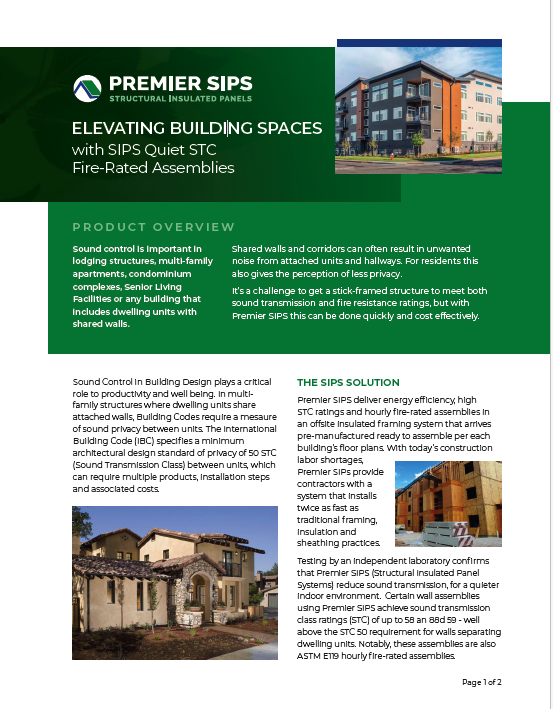 SIPS and sound control STC fire rated brochure thumbnail