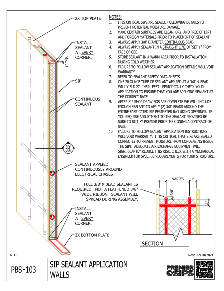SIP Sealant Wall Application Construction Detail #103